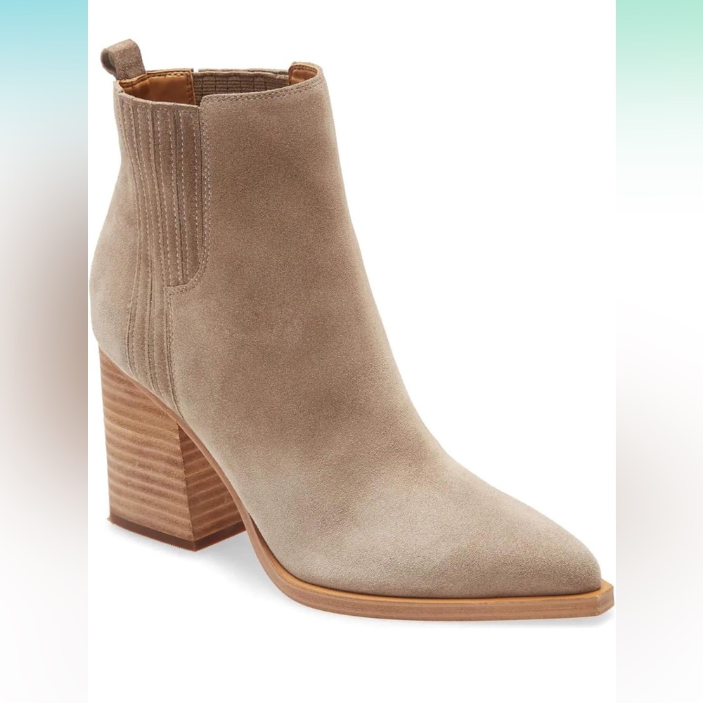 Imily Bela taupe ankle boot. Faux suede. Block heel. NIB